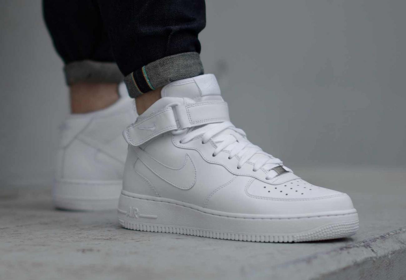 nike air force 1 mid blanc
